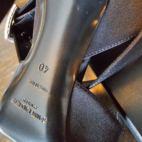 Saint Laurent Satin Slingback Heels in Black, Size 8.5 US - Picture 4 of 6